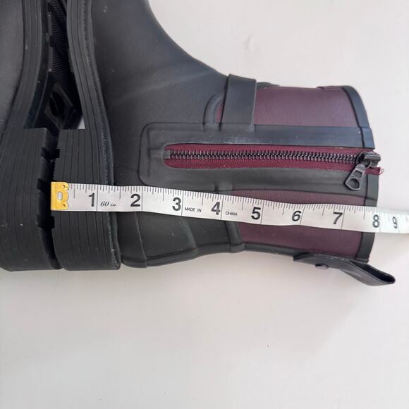 Rag & Bone Shoes Women 37 Black Moto Rubber Rain Boot Zip Strap Stud Detail - Picture 13 of 16
